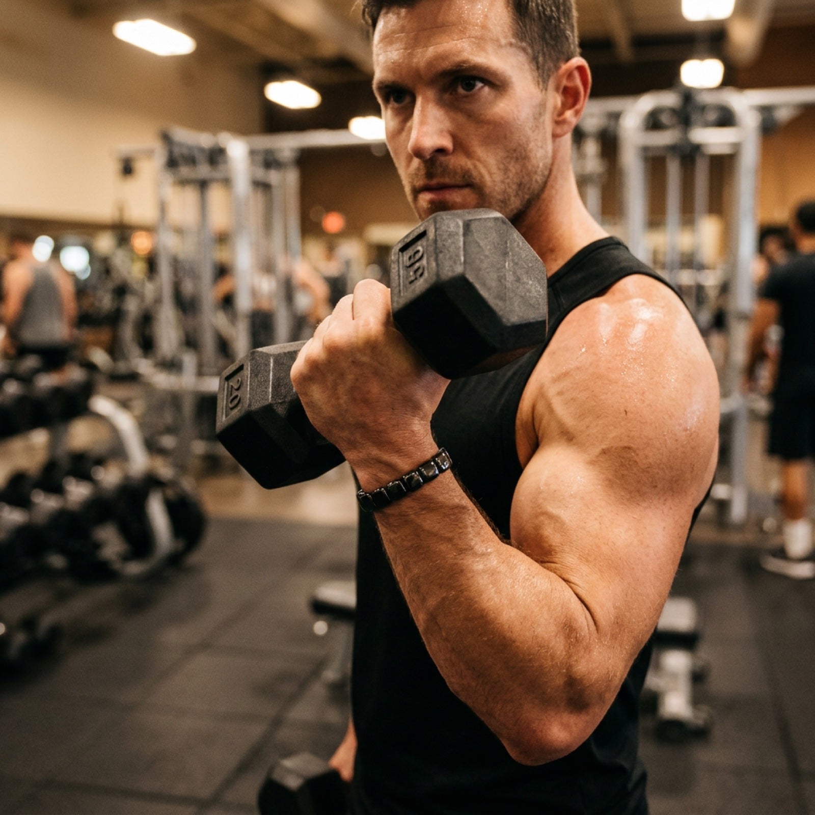 Man wearing VORTIS bracelet at gym