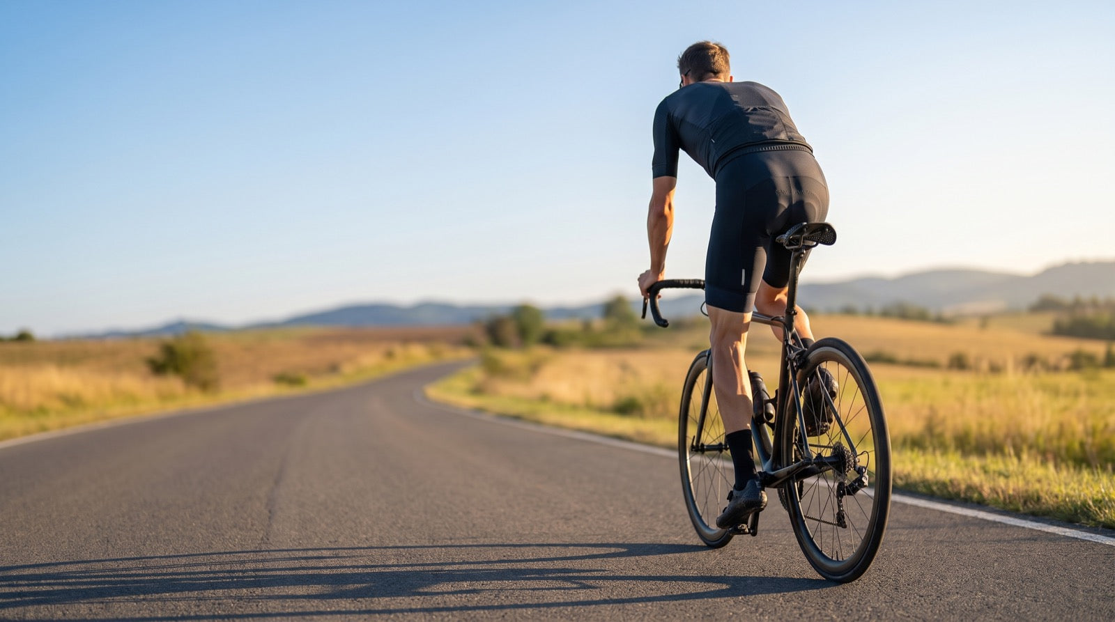 Cyclist riding at sunrise on the Vortis 3D AirRide saddle