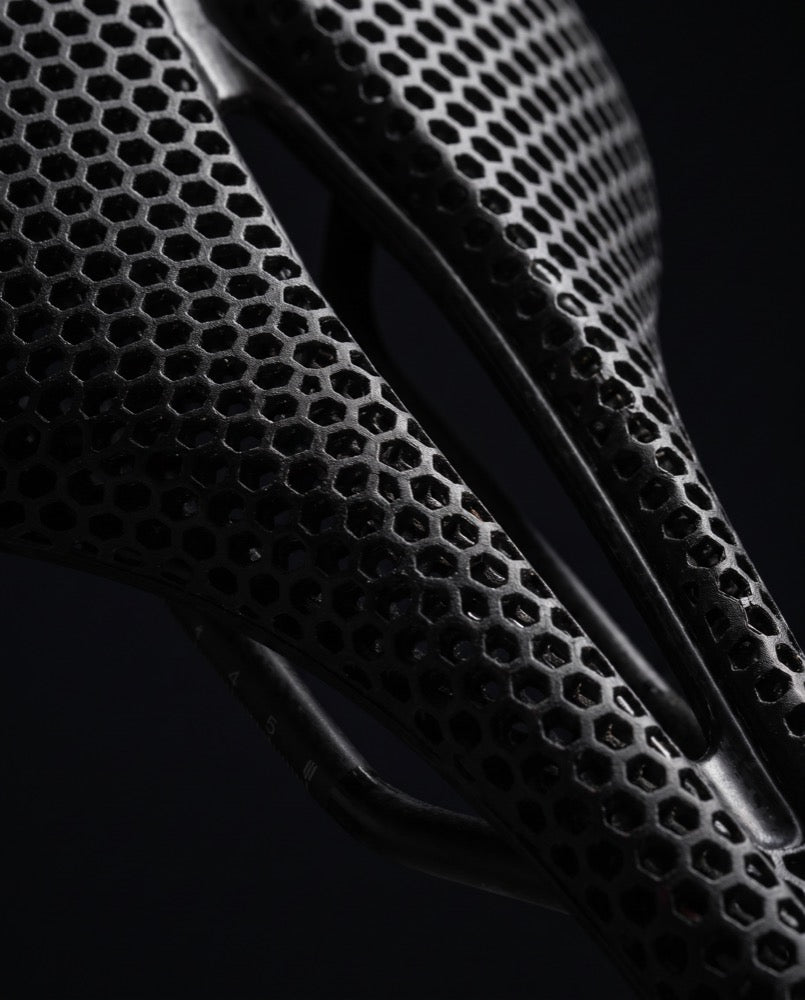 Macro close-up of the 3D-printed lattice structure